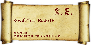 Kovács Rudolf névjegykártya